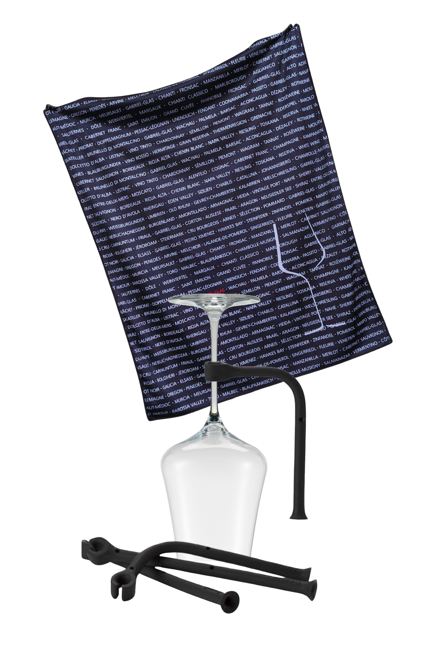 Gabriel-Glas wine glass with cleaning cloth and tether accessories