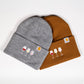 Gray and brown Carhartt wine beanies