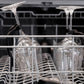 Wine glasses secured in dishwasher rack with tethers
